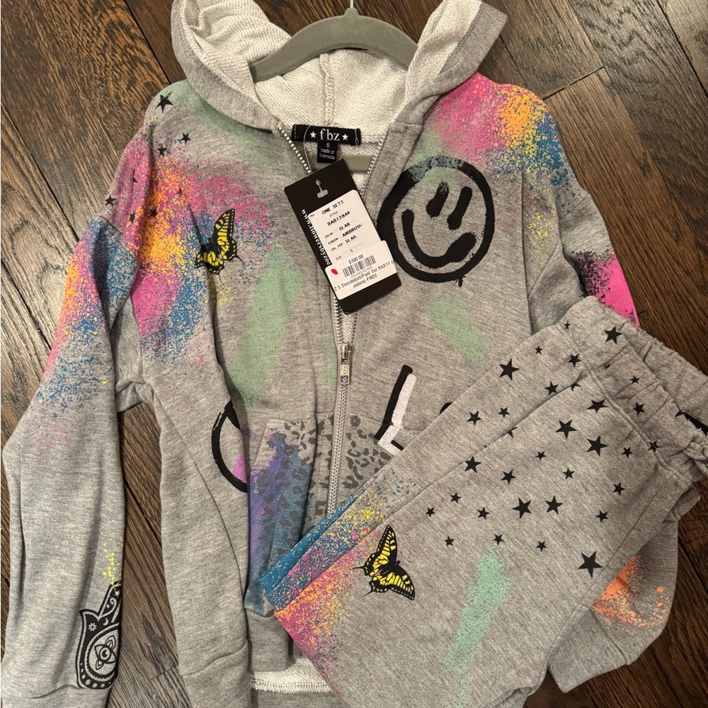 Flowers by Zoe Gray and Pink Graphic Hoodie with Distressed Details